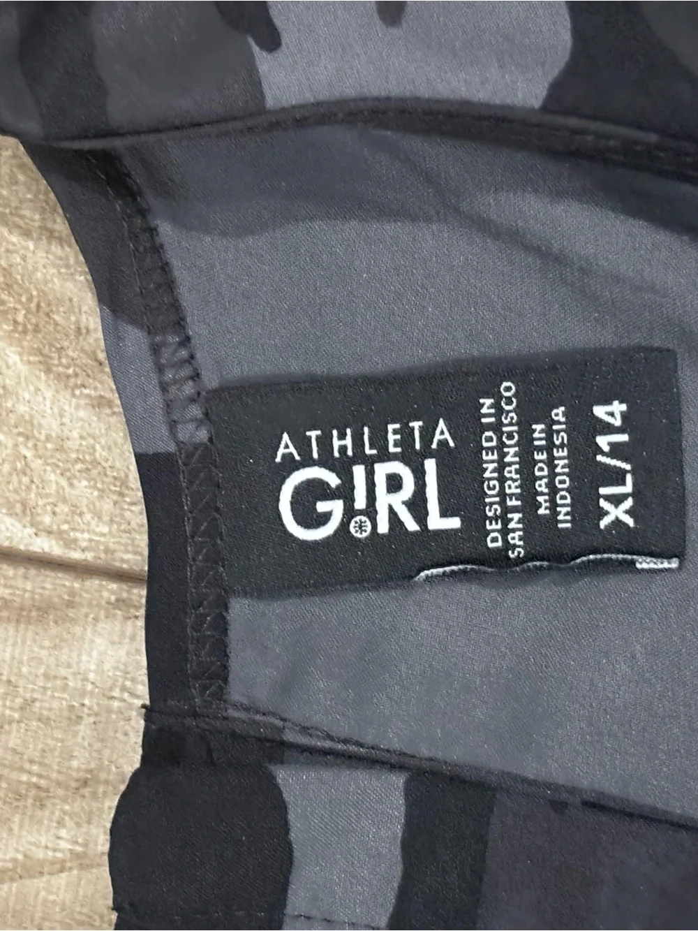 Athleta Black & Gray Camo Girls' Athletic Romper